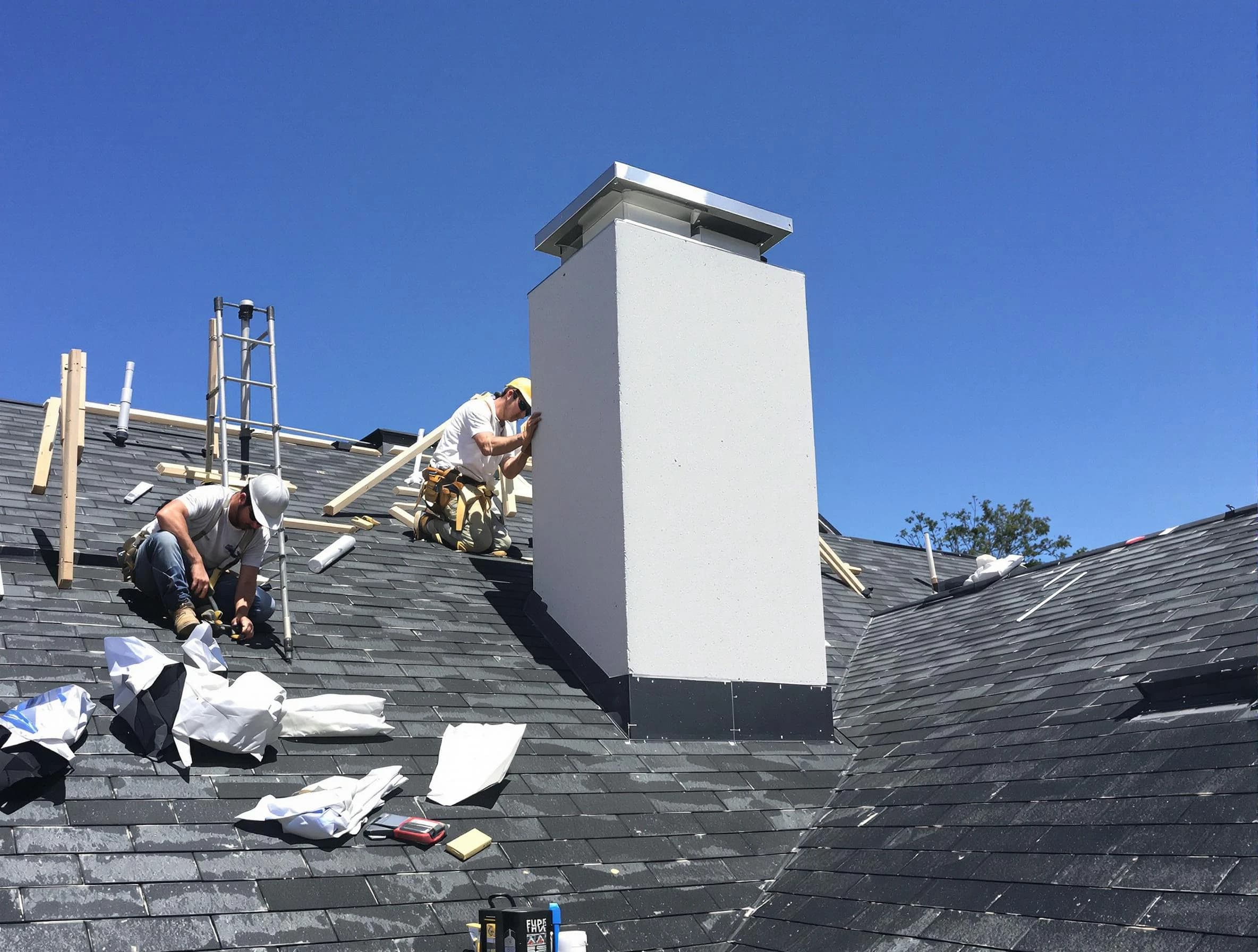 Franklin Chimney Sweep crew installing a new chimney in Franklin, TN