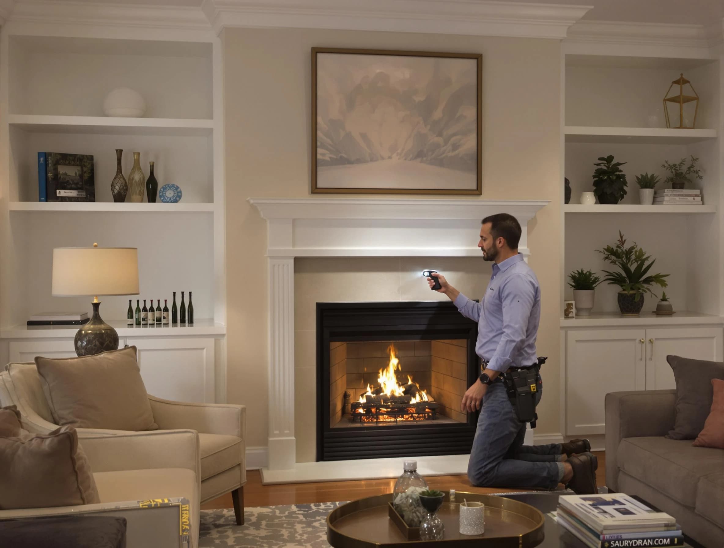 Franklin Chimney Sweep conducting a fireplace safety inspection in Franklin, TN