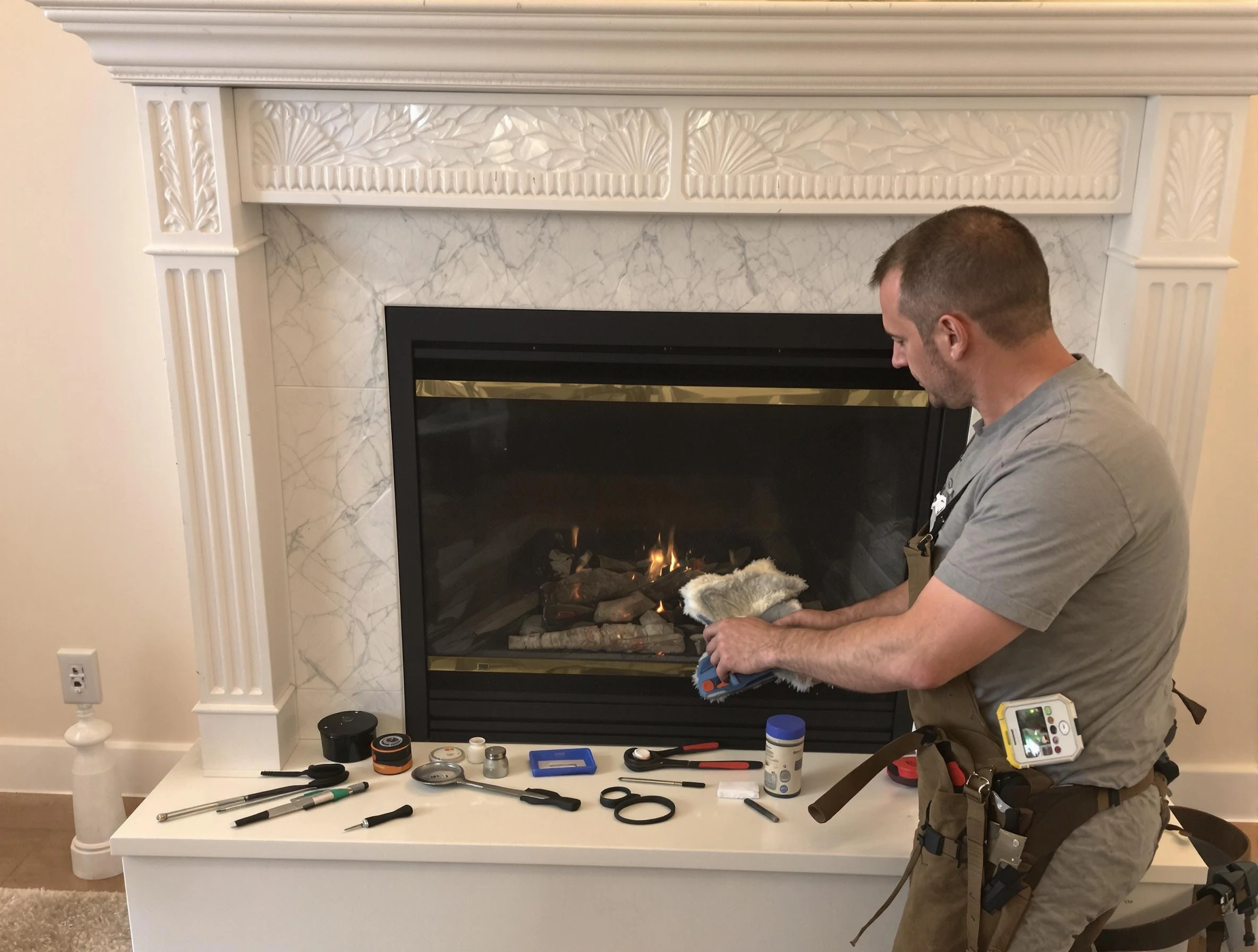 Franklin Chimney Sweep performing fireplace maintenance in Franklin, TN